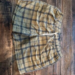 Men's Barbour Swim Trunk Shorts Size L Olive Checkered
